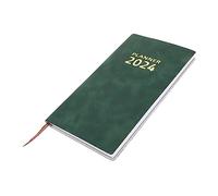 Artibetter Portable Multi Function Planner Notebook with Day Daily Schedule Writing Notepad for Management Travel Friendly Agenda in Dark Green Leather Cover
