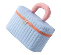Artibetter Portable Travel Makeup Storage Bag for Men and Women, Sturdy Blue Nylon Cosmetic Organizing Bag with Double Zip, Lightweight and Portable for Travel and Personal Home Use