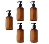Artibetter Press Bottles Sub-packaging 5pcs 500ml Leak-proof Portable Emulsion and Cosmetic Pump Bottles Brown for Travel for Toiletries and Makeup Storage