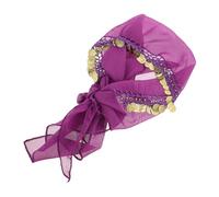 ARTIBETTER Purple Belly Dance Headscarf with Dynamic Coin Embellishments Lightweight Gauze Tribal Dance Costume Accessory for Women and Festival