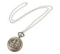 Artibetter Quartz Pocket Watch Necklace for Precise Timekeeping Vintage with Ancient Sailing Ship Design, Alloy Material Versatile Wear Suitable for Formal Looks and Special Occasions