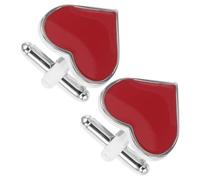 ARTIBETTER Red Heart-shaped Cufflinks for Men, Brass Material with Comfortable Feel, Romantic Sentiment Design, for Weddings and Valentine's Day Accessories