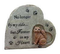 Artibetter Resin Pet Cat Memorial Stone with Heart-shaped Angel Design Outdoor Garden Grave Marker Ornament for Remembering Lost Cats Weather-resistant Sympathy Tribute Decoration