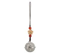 Artibetter Retro Delicate Bell Pendant Mobile Phone Chain with Boxwood Carved Flower Design, Hanging Bag Charm for Backpack Decoration, Vintage Phone Hanging Accessory