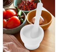ARTIBETTER Reusable Plastic Garlic Crushing Bowl with Ergonomic Pestle Kitchen Masher for Garlic Ginger Pepper and Spices Compact White Set for Home Cooking and Food Preparation