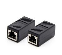 Artibetter Rj45 Inline Coupler Ethernet Network Connector Female to Female Adapter 2Pcs Black Cable Extension Coupler for Lan and Poe Applications