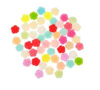 Artibetter Rose Flower Resin Beads Practical and Not Easy to Deform Assorted Color 50pcs Lovely and Lifelike Accessories Random Color for Crafts for Nail Art and Party Decorations