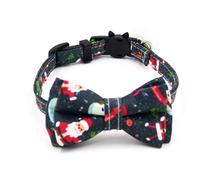 Artibetter Santa Claus Christmas Pet Collars Polyester Material 2pcs with Bowtie Fashion Tie out Feature, White Colour for Cats and Dogs Suitable for Daily Use and Festive