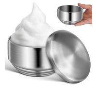 Artibetter Shaving Soap Bowl Stainless Steel with Lid Men’S Shave Cup for Bathroom Double-Layer Silver 10.5Cm Mixing Tool