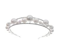 ARTIBETTER Silver Crystal Pearl Headband Handmade Diamante Hair Accessory Wedding Bridal Headdress Elegant Vintage Hairband for Women