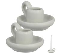 Artibetter Small Candle Holders 2pcs Ceramic Candleholder Set Reusable White Home Candle Stand for Christmas and Corporate Activities with Simple Chic Style Decorative Restaurant Table