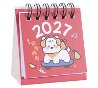 Artibetter Small Desktop Calendar 2027 - Mini Dog Printed Monthly Standing Calendar for Daily Planning, Home Decoration, Metal Twin-Wire Binding