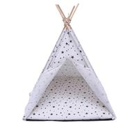 ARTIBETTER Small Portable Pet Tent for Cats and Dogs, Breathable White Star Pattern Kennel, Puppy House 43x43x53cm, Washable Soft Pet Bed for Indoor Use