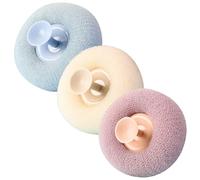 Artibetter Soft Plastic Mesh Pouf 3Pcs Exfoliating Body Scrubber with Suction Cup for Shower and Back Bath Loofah for Women
