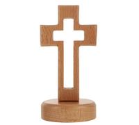 Artibetter Solid Wooden Cross Decoration for Room Tabletop Christian Ornaments Religious Home Display 5.7 Inch Hollow Standing Crucifix