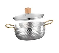 ARTIBETTER Stainless Steel Soup Pot with Lid Double Heat-Resistant Handles for Instant Noodle Cooking Household Ramen Pot Suitable for Induction Stoves