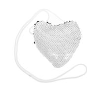 Artibetter Sturdy Sequin Heart Mini Purse in Silver with Long Strap Made from Plastic and Polyester for Crossbody Bag for Parties and Everyday Wear
