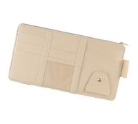 Artibetter Sun Accessories Visor Organize Organizer in Multi-functional Pu Car Beige Leather with Zipper Convenient Storage to Bag Keep Car Tidy Phone Tickets Cards Auto