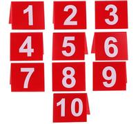 Artibetter Table Number Cards with Double-Sided Numbered Design Acrylic 10pcs and Easily Readable Numbers Red Minimalist Restaurant Table for Coffee Shops and Anniversary Parties