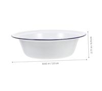 Artibetter Thickened Enamel Bowl Deep Kitchen Basin White Vintage Soup Mixing Vegetable Basin Classic Design Household Use