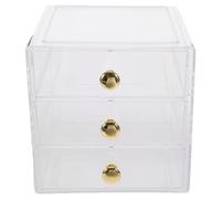 Artibetter Three-layer Drawer Type Desktop Storage Box with Handle Design, Acrylic Cosmetic Storage Organizer for Headbands and Hair Clips, Multi-functional Tabletop Sundry Holder