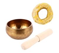 ARTIBETTER Tibetan Singing Bowl Set for Meditation and Yoga, Handcrafted Copper and Wood Nepal Bowl, Easy to Carry with Yellow Finish, Dispels Distractions for Healers and Yoga Practitioners