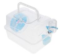 ARTIBETTER Transparent Acrylic Hamster Travel Carrier with Secure Design Portable Lightweight Pet Cage for Outdoor Use Easy to Clean and Maintain Stylish Blue Base for Guinea Pigs and Rodents
