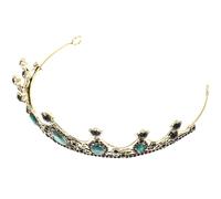 ARTIBETTER Vintage Baroque Openwork Rhinestone Crown Headdress for Brides and Women Suitable for Weddings, Birthdays, Halloween, Christmas, New Year Green