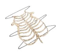 Artibetter Vintage Beige Plastic Skeleton Bone Rib Cage Costume Accessory with Adjustable Back Chain Clasp, Modular and Portable Halloween Prop for Stage Performance and Party