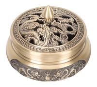 Artibetter Vintage Brass Incense Burner with Lid, Tri-legged Chinese Style Incense Holder for Office and Meditation Room, Portable and Elegant Ornament for Purifying Air and Home Decor