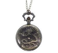 Artibetter Vintage Dragon Embossed Retro Style for Men Quartz Pocket Watch with Accurate Time Keeping, Stainless Steel Alloy Case Hanging Watch and Collection