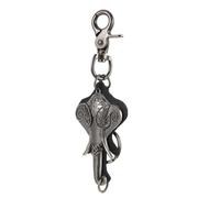 Artibetter Vintage Elephant Keyring with Alloy Pendant and Black Cowhide Leather Loop Retro Totem Key Chain Decoration for Women’s Accessories Punk Style Key Holder