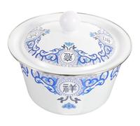 Artibetter Vintage Enamel Soup Bowl with Lid, Thick Large Capacity