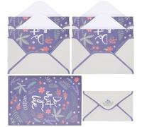 Artibetter Vintage Floral Writing Paper and Envelopes Set 5 Sets Thick Paper Stationery Kit for Birthday Party and Tea Party with Elegant Purple Retro Design
