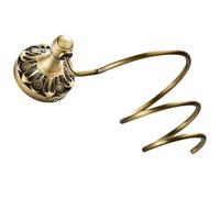 ARTIBETTER Wall-mounted Copper Hair Dryer Rack with Embossed European Style round Base Antique Brass Hair Styling Tool Organizer and Dryer Storage Holder for Bathroom and Salon