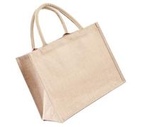 Artibetter Waterproof Jute Tote Bag with Laminated Burlap, Reusable Grocery Shopping Pouch 31x25x10cm, Sturdy Linen Handbag Suitable for Vegetable Purchase and Everyday Use