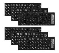 Artibetter Waterproof Keyboard Stickers 6Pcs Set Black Background White Letters Qwerty Laptop Keyboard Key Stickers Easy Install No Residue