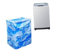 Artibetter Waterproof Washing Machine Cover in Blue Polyester Satin Cloth with Beautiful Wave Pattern, Dustproof Protector Case for Fully Automatic Machines, Size 58x55x87cm Suitable