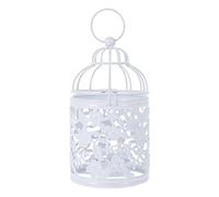 Artibetter White Lanterns Decorative Round Birdcages Desktop Candle Holders Vintage Metal Hanging Hollow Candle Holders The Flowers Household Iron