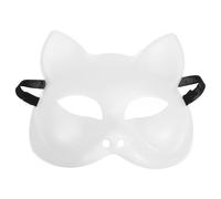 Artibetter White Plastic Cat Face Mask DIY Craft Blanks Mask Fits Most Faces for Festival Celebration and Carnival Party Accessories