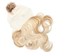 Artibetter Winter Beanie Hat with Detachable Long Wavy Blonde Wig for Women, Warm Knit Hat with Integrated Hairpiece, Soft Crochet Cap Suitable for Cold Weather