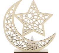 Artibetter Wooden Eid LED Night Light Decorative Moon and Star Lamp for Desktop Use, Festival Decoration, Creates Festive Atmosphere with Lightweight Design