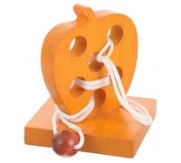 Artibetter Wooden Lock and Elderly, Orange Brain Teaser Puzzle with Rope, No Thorn Design, Teaches Dexterity, for Cognitive Development and Fun Mental Exercise