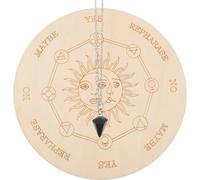 Artibetter Wooden Pendulum Board Set 15cm Green Black with Pentagram Engraving Metaphysical Divination Tool for Wiccan Supplies and Witchcraft Altar Accessories