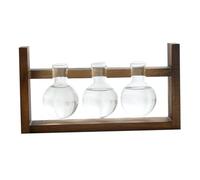 ARTIBETTER Wooden Rack Glass Vase Hydroponic Container Decorative Three-ball Flower Planter for Modern Home Desk Ornament Suitable for Tulips Roses Freesia and Green Plant Display