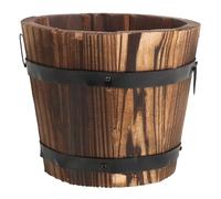 Artibetter Wooden round Barrel Planter Bucket Planter with Bottom Hole Lightweight Easier to Handle Flat Mouth Brown 12x9x10cm for Wedding Decor