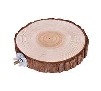 Artibetter Wooden round Springboard Perch for Parrots and Hamsters, Natural Wood Bird Cage Platform Stand with Branch Perches, Station Board for Small Animals to Play