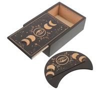 Artibetter Wooden Tarot Card Box and Stand Holder Set for Divination and Everyday Witch Tarot Use, Sturdy Wear-resistant Material with Unique Design, for Desktop Decoration and Meditation