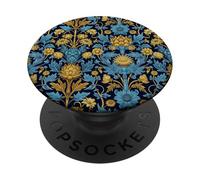 Artichoke Thistle Blue and Yellow William Morris Style PopSockets Adhesive PopGrip