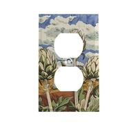Artichokes in The Field Outlet Cover, American Standard Wall Plate with Screws - Heat & Impact Resistant Stainless Steel, 1-Gang Duplex Socket Cover for Home Decor